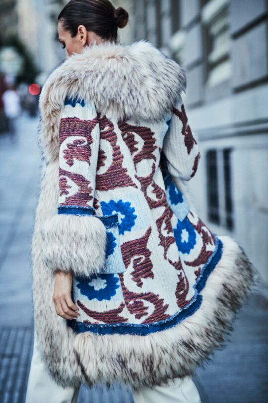 Chaqueta Larga de Punto y Pelo Ecológico Figaro