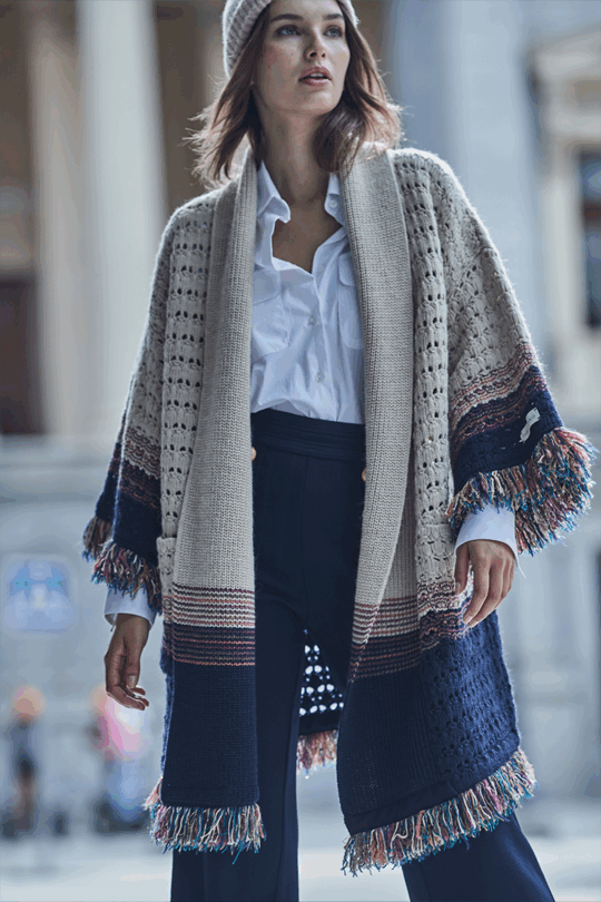 Cardigan Calado Alpaca Marino Ingrid