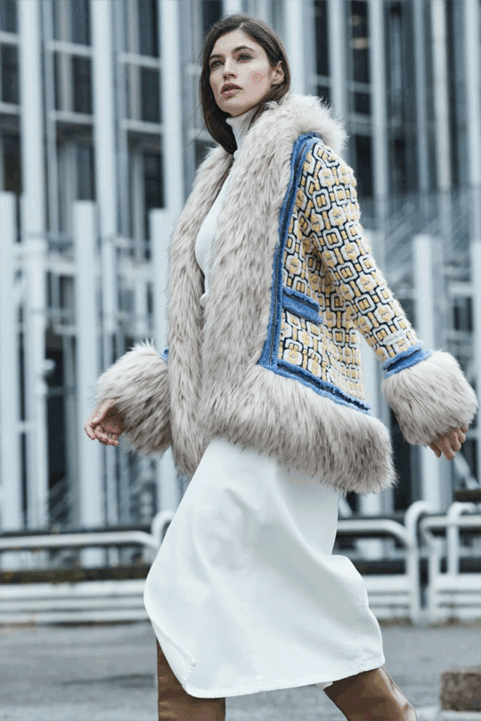 Chaqueta Alpaca Detalles Denim Fabiana