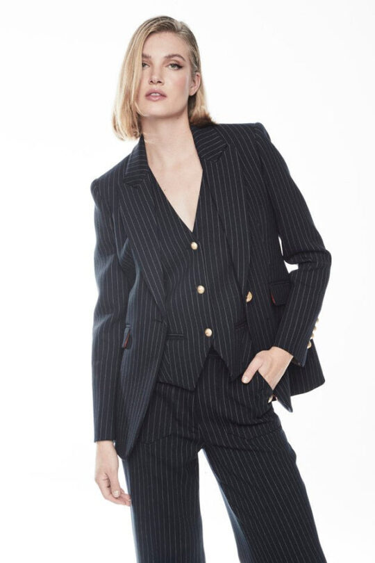 Black Diplomatic Striped Blazer