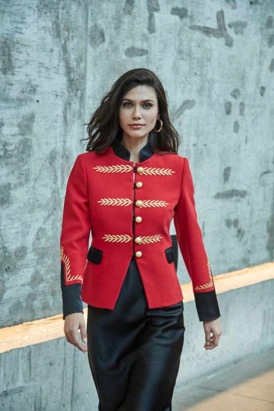 Renata Red Herringbone Blazer