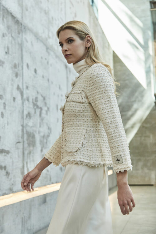 Cream Tweed Jacket with Zoe Bows | The Extreme Collection USA
