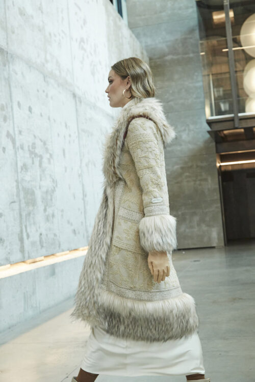 Josephine Beige Alpaca Long Coat | The Extreme Collection USA