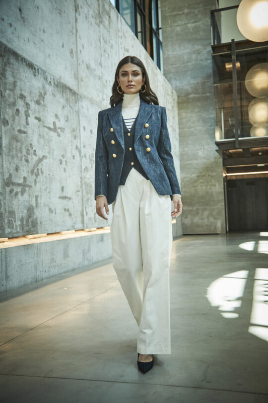 Byron Denim Crossed Blazer