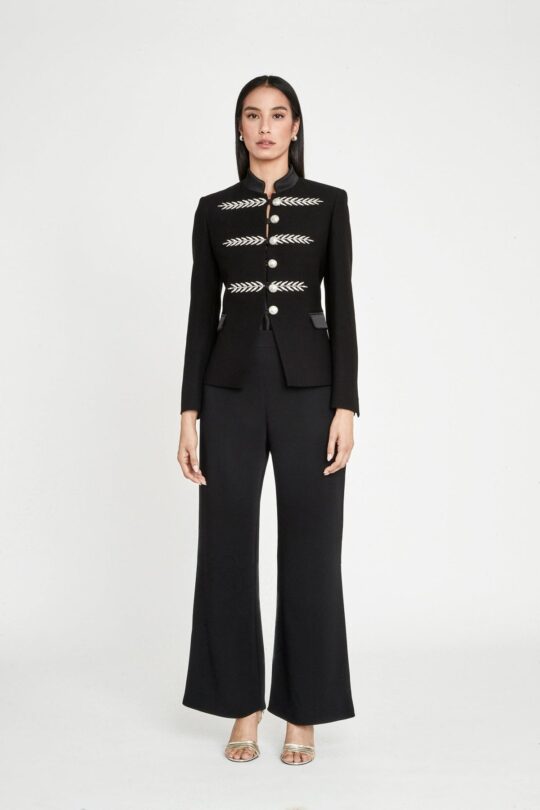 Black Blazer with Renata Silver Embroidery