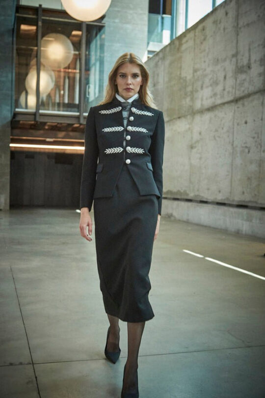 Black Blazer with Renata Silver Embroidery