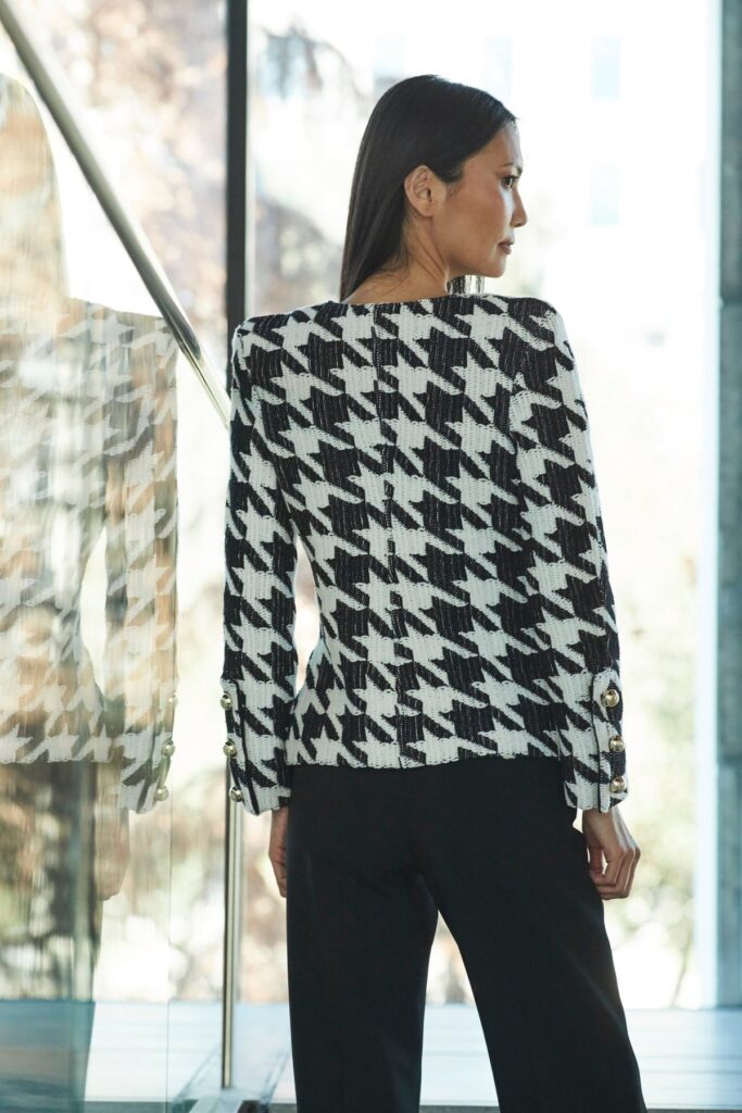 Black Breton Houndstooth Jacket detail — The Extreme Collection USA