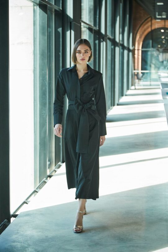 Plain Dress with Black Belt Cornelia