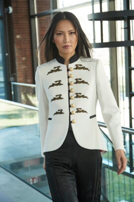 Star Rabbit Embroidery Ecru Blazer