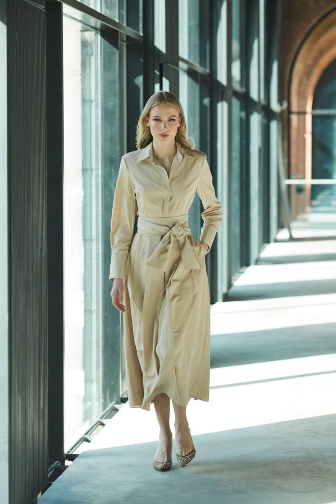 Cornelia Plain Beige Shirt Dress