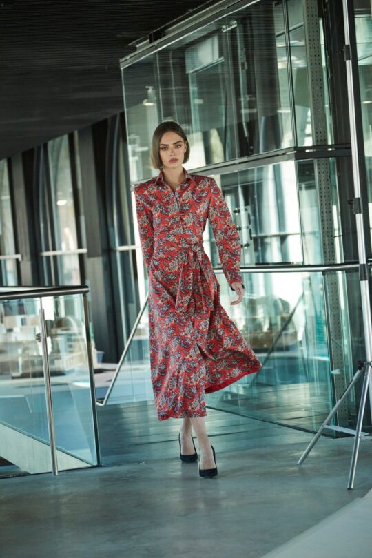 Cornelia Orange Print Shirt Dress