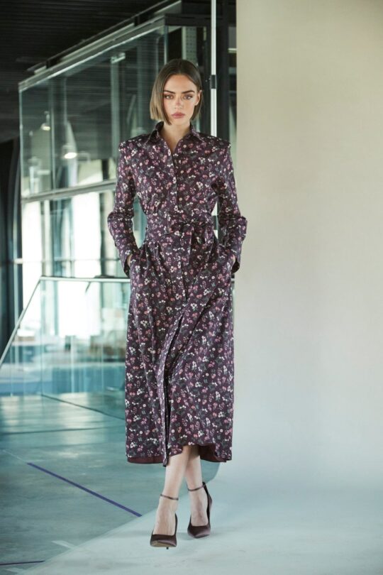 Cornelia Purple Printed Shirt Dress
