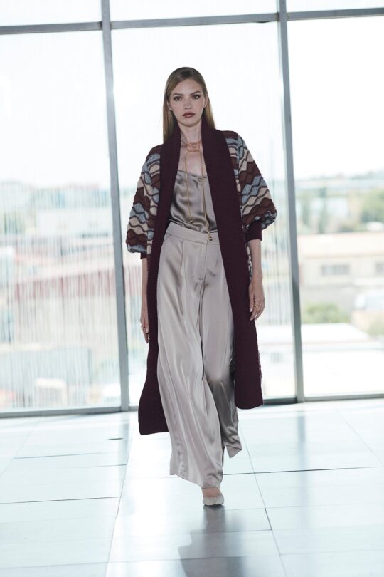 Henriette Wine Long Wave Cardigan