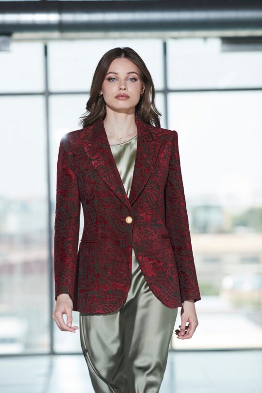 Merlot Scotland Flower Jaqcuard Blazer
