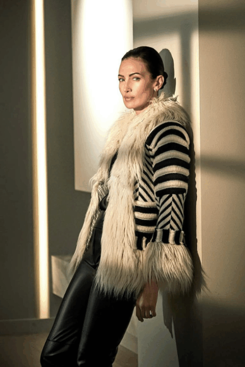 Eleonore Ivory Alpaca Short Coat | The Extreme Collection USA