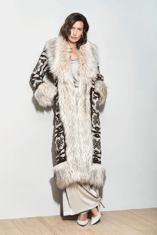 Sebastien Sand Jacquard Long Coat