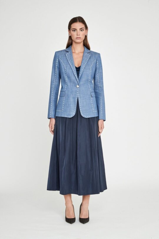 Dominique Studded Denim Blazer
