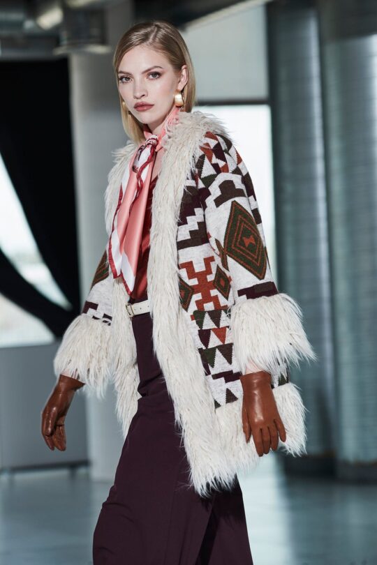 Renee Ethnic Beige Fur Coat