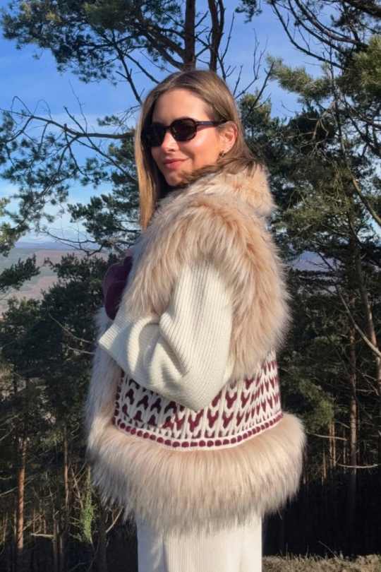 Two-Tone Ivory Nicolette Ethnic Vest