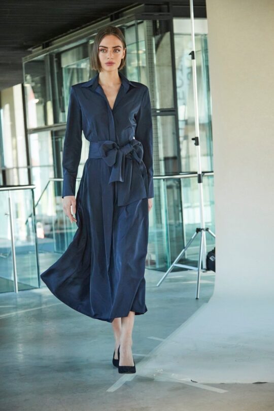 Cornelia Plain Navy Shirt Dress
