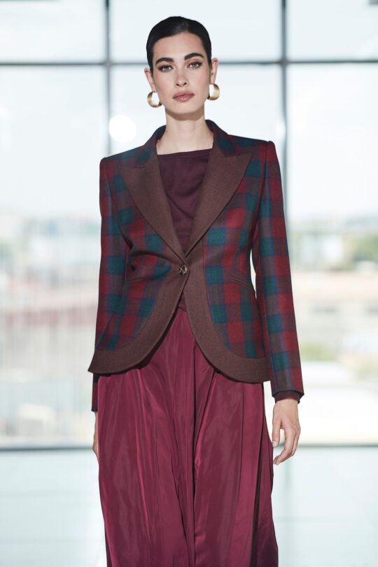 Cameron Merlot Plaid Blazer