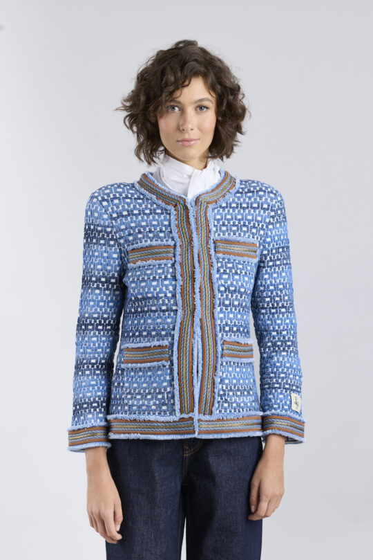 Tedy Textured Blue Knit Jacket - Limited Edition