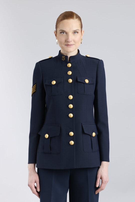 Manhattan Women's Navy Blue Military Jacket - Crepe Tailoring