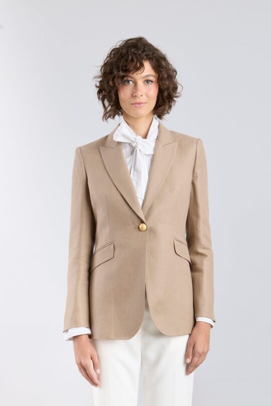 Leonetta Hazelnut Linen Tailored Blazer - Limited Edition