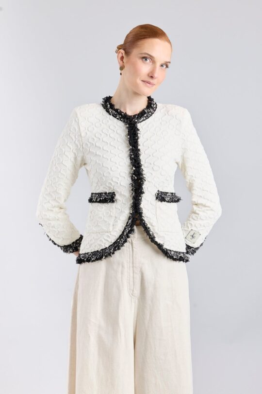 Ludovica White Jewel-Trim Structured Jacket - Limited Edition