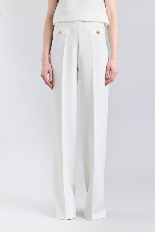 WHITE HIGH-WAISTED PALAZZO TROUSERS - LIMITED EDITION