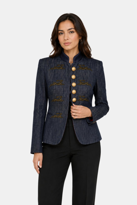 Star Rabbit Embroidery Denim Blazer