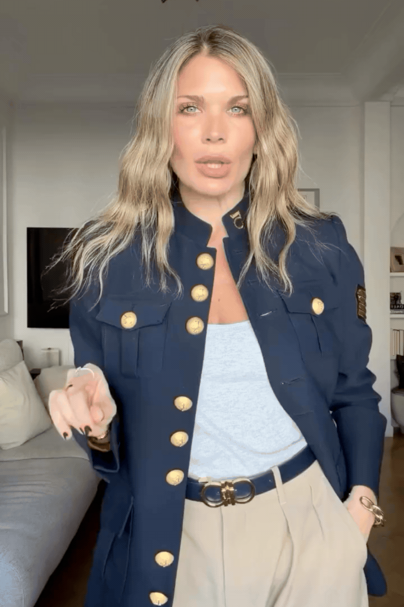 Manhattan Women's Navy Blue Military Jacket - Crepe Tailoring