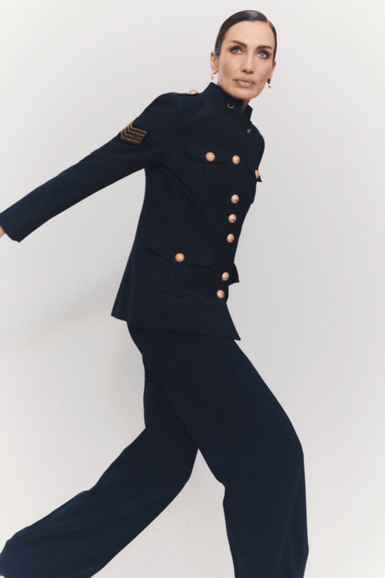 Manhattan Women's Navy Blue Military Jacket - Crepe Tailoring