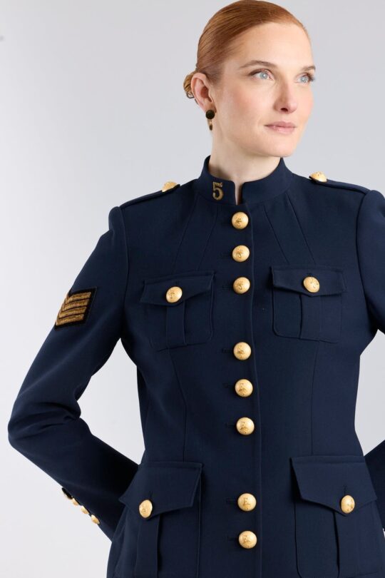 Manhattan Women's Navy Blue Military Jacket - Crepe Tailoring