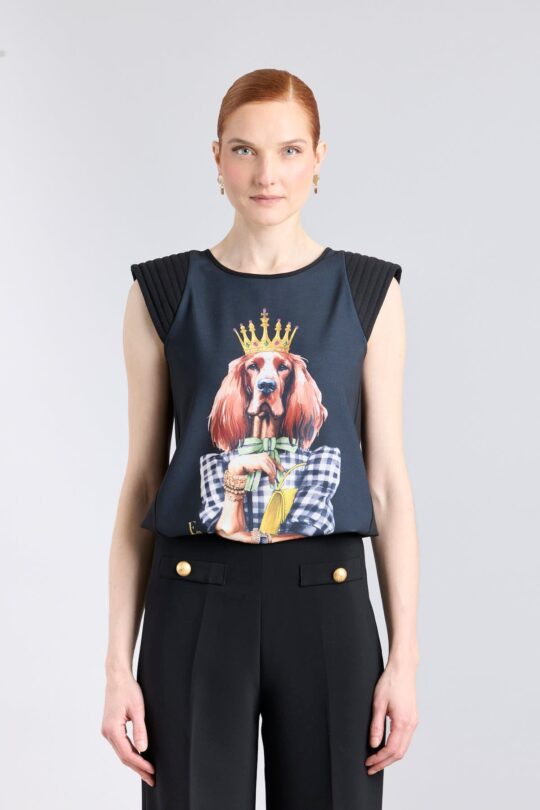 Black T-Shirt with Corona Setter Dog Print - Limited Edition