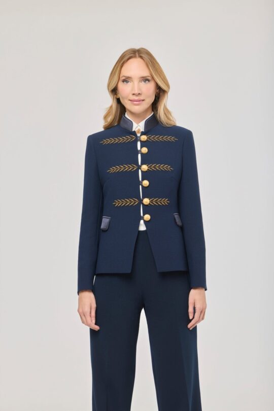 Renata Gold Embroidered Navy Short Blazer - Limited Edition
