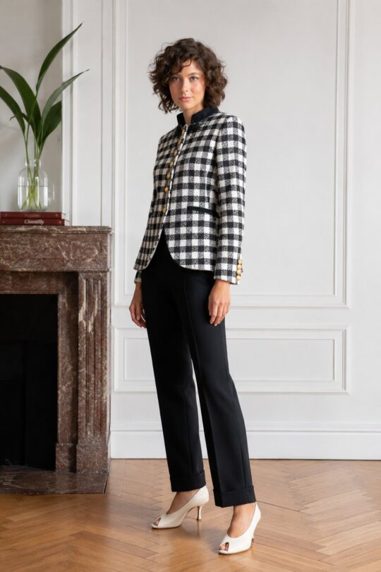 Blazer Orfeo Cuadros Blanco y Negro