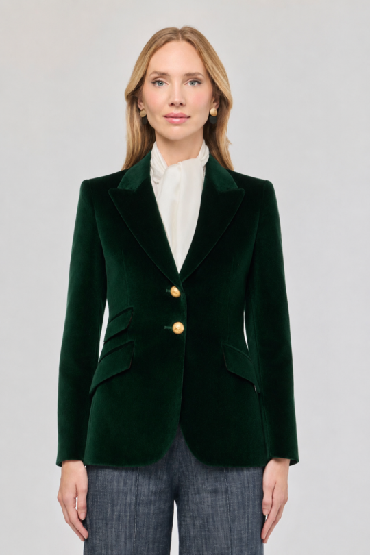 Olive Green Velvet Blazer - Limited Edition