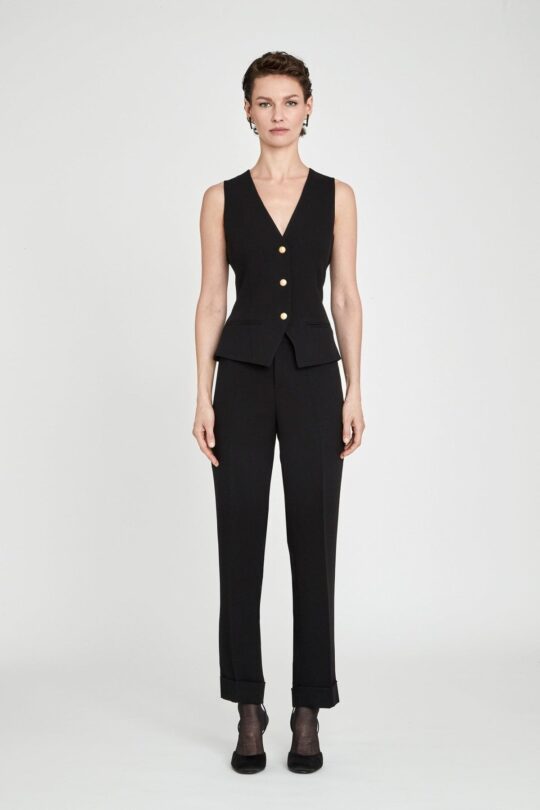 Chaleco Atelier Crepe Negro Intenso