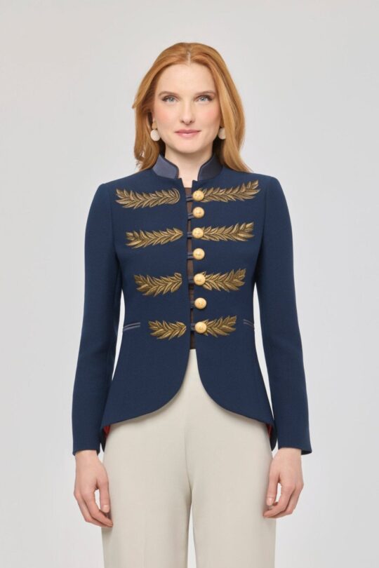 Renata Love Gold Navy Blue Embroidered Blazer - LIMITED EDITION