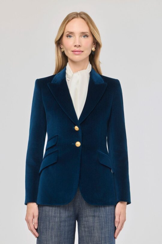 Olive Blue Velvet Blazer - Limited Edition
