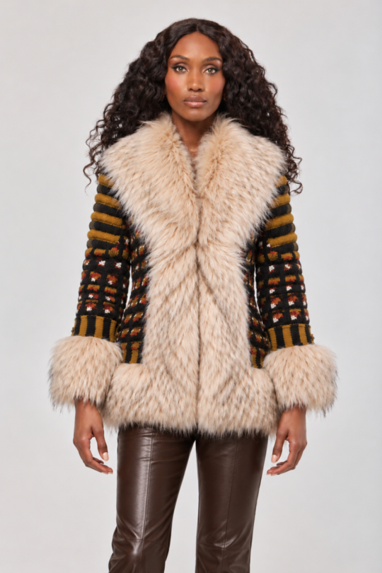 Daisy Amber Short Knit Coat with Fur - Limited Edition