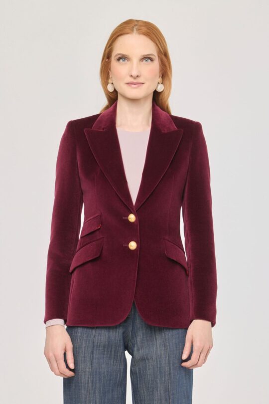 Olive Burgundy Velvet Blazer - Limited Edition