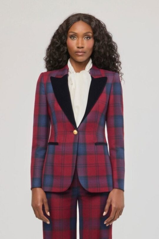 Douglas Checked Blazer with Velvet Lapel - Limited Edition